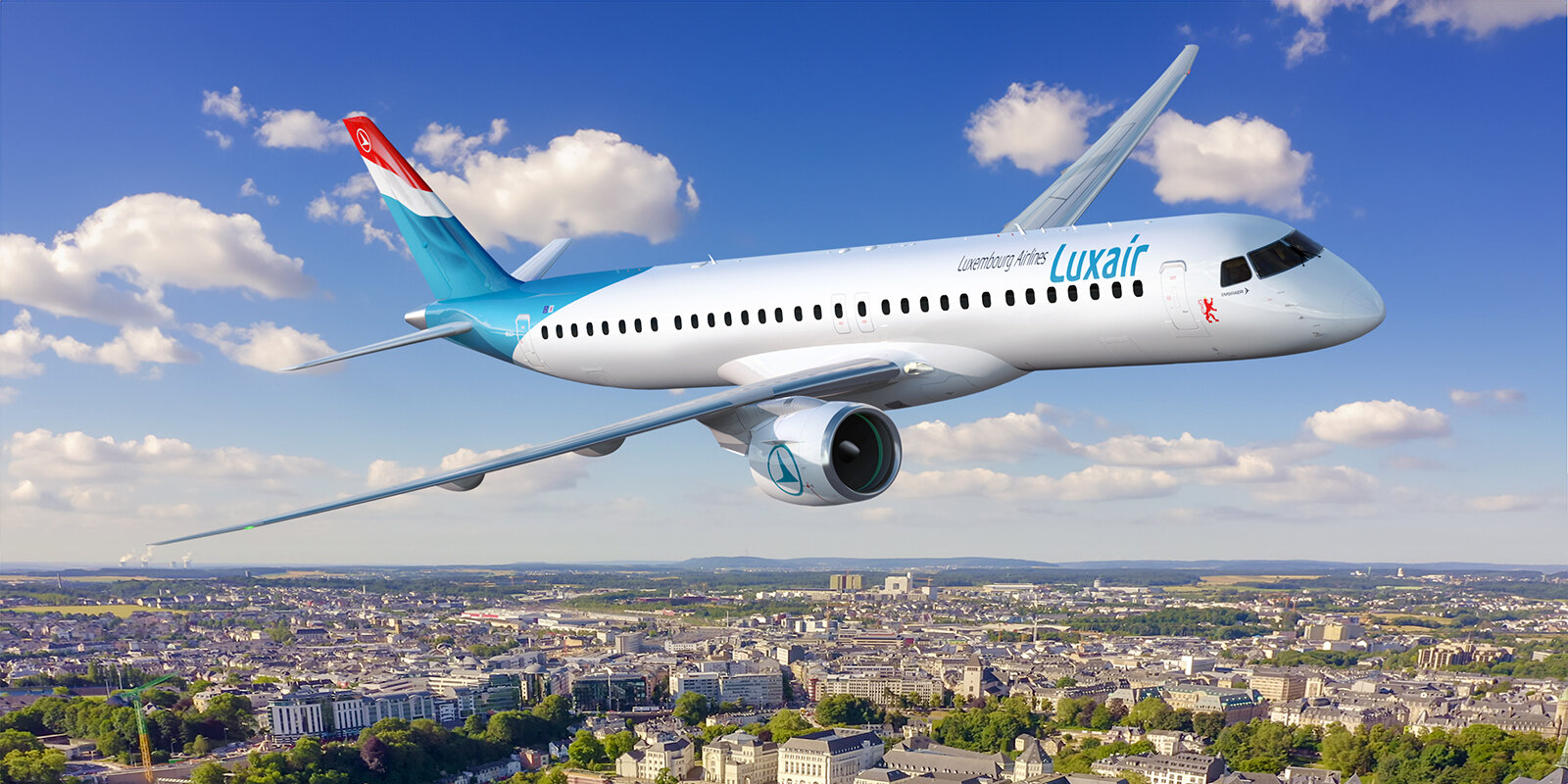 D'Luxair huet ënner anerem Fliger vum Typ Embraer E195 bestallt. | © Luxair Group