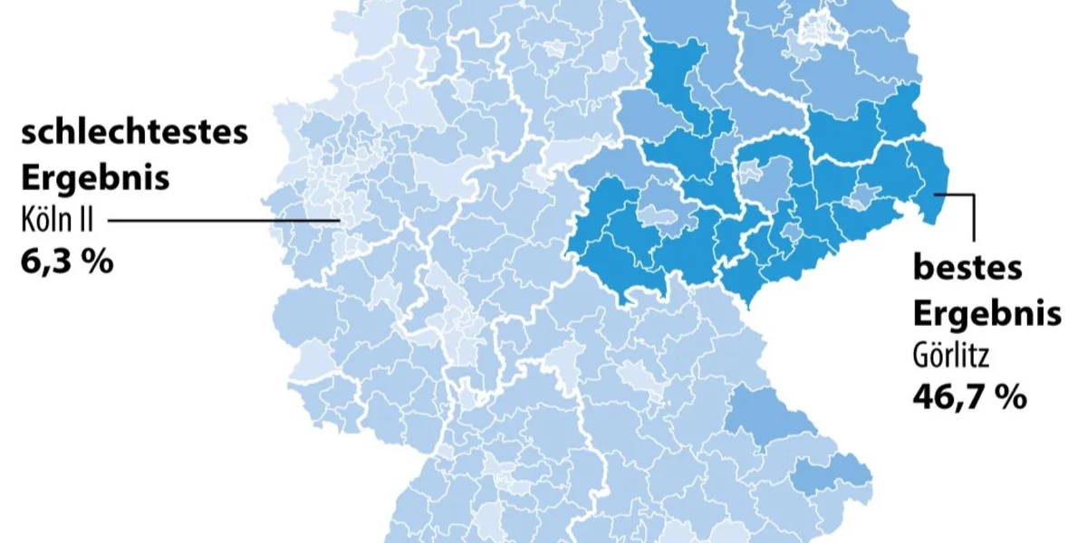 AfD: Abschneiden der Partei in den Wahlkreisen | © picture alliance/dpa/dpa Grafik | dpa-infografik GmbH