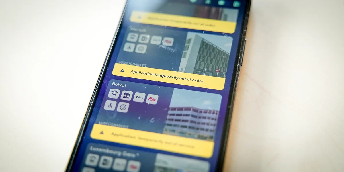 D'App fir d'CFL-Parkhaiser funktionéiert fir den Ament net