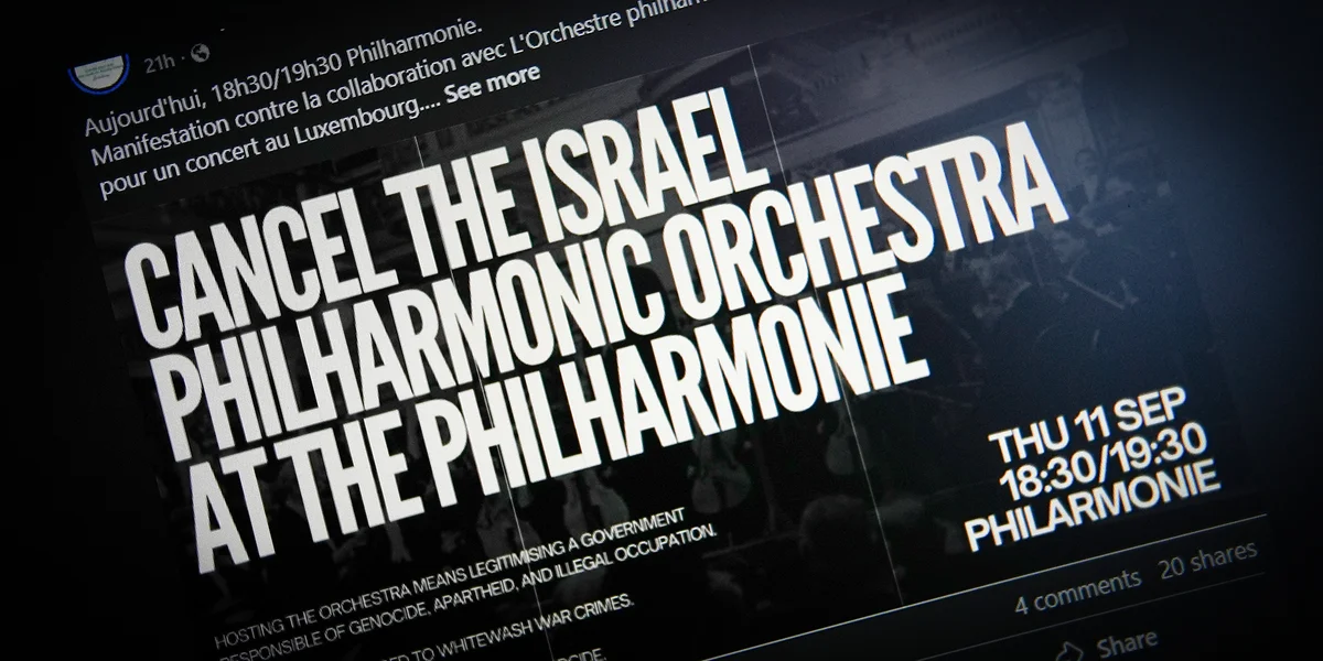 Ronn 30 Aktiviste protestéiere géint e Concert vum Israel Philharmonic Orchestra