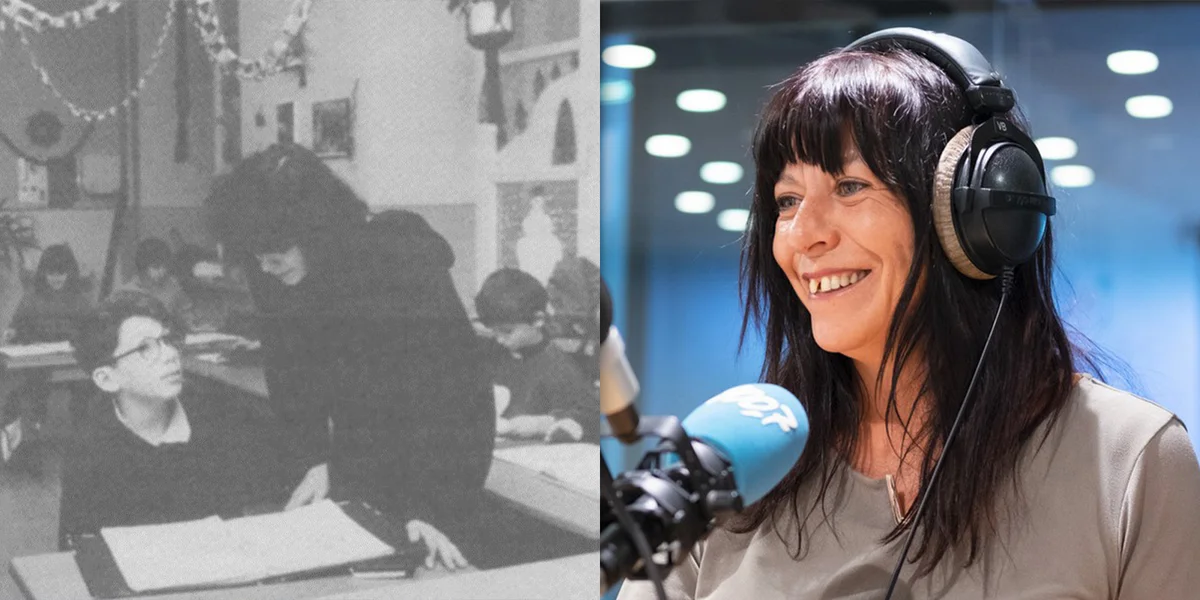 D’Valerija Berdi wärend enger Schoulstonn mat geflüchte Kanner an der Classe d’accueil an der Kongregatiounschoul. Si ass haut Kulturjournalistin beim Radio 100,7. | © Lëtzebuerger Land, 24.12.1994, S. 3./Archiv Radio 100,7