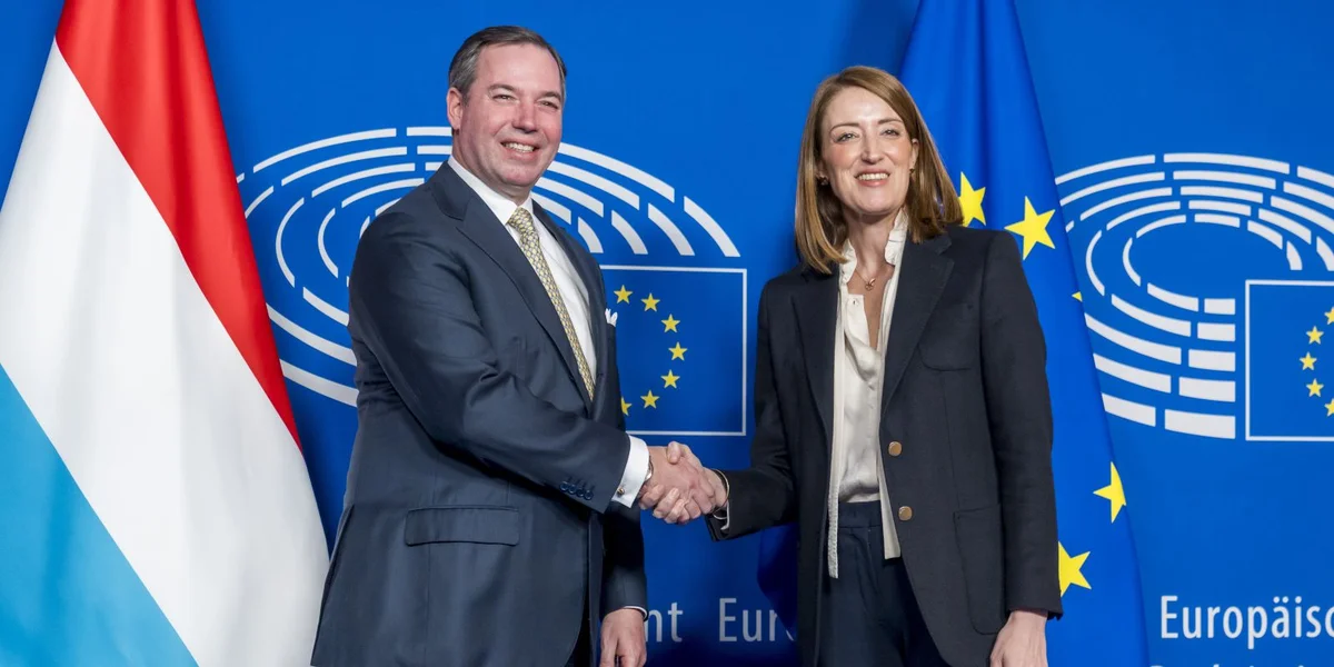 Grand-Duc Guillaume an d'Presidentin vum Europaparlament Roberta Metsola | © European Union