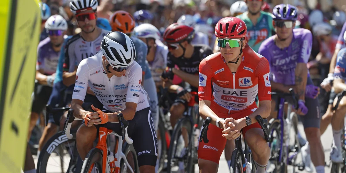 Den Tadej Pogacar ass op der 8. Etapp vum Tour duerch Spuenie gefall a misst opginn  | © EPA/Javier Lizon